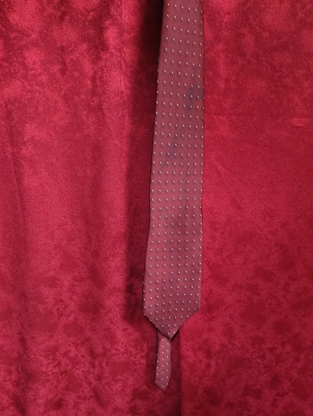 bill blass Burgundy Tie with Small Silver Dots